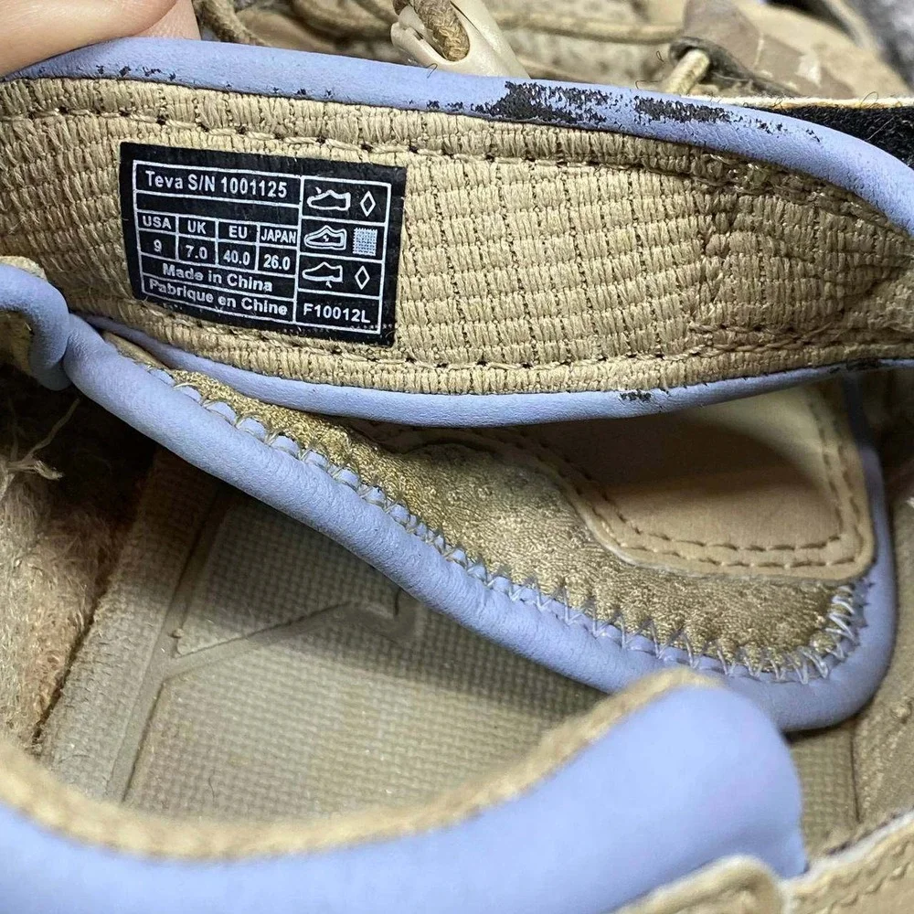 Teva Forebay Women 9 Taupe Blue Sport Hiking Water Sandals Gorpcore Travel Trail